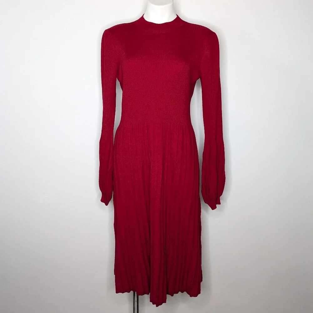 Draper James Women's Red Knit Dress Elegant Sweater Dress - Picture 1 of 8